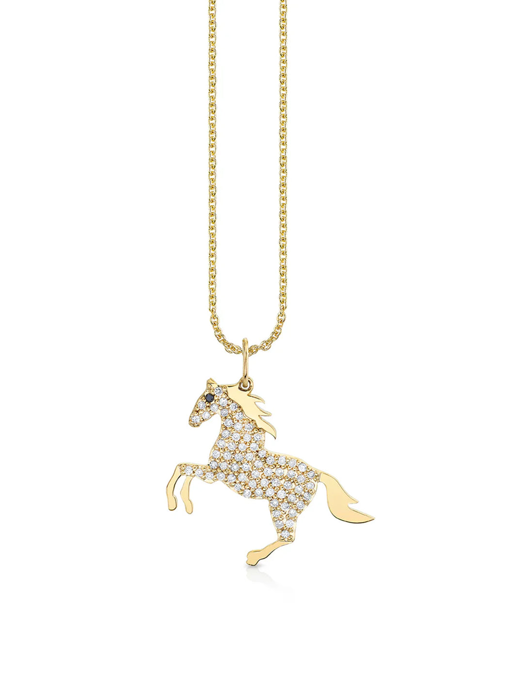 Diamond Horse Yellow Gold Necklace