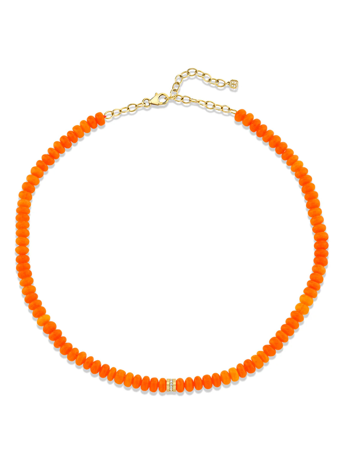 Diamond Rondelle Fire Opal Beaded Necklace