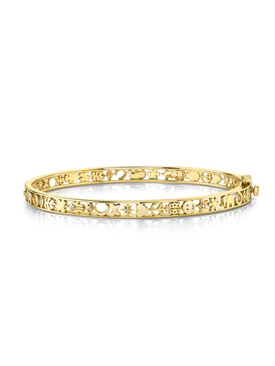 Open Icon Yellow Gold Hinge Bangle