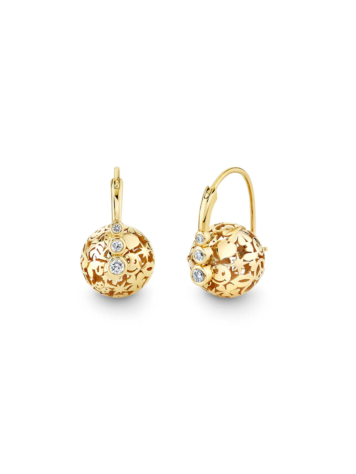 Small Wallpaper Three Graduated Bezel Bead Earrings
