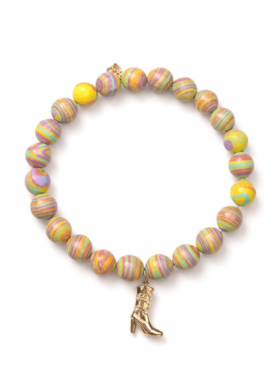Diamond Cowgirl Boot on Sunstripe Jasper Beaded Bracelet