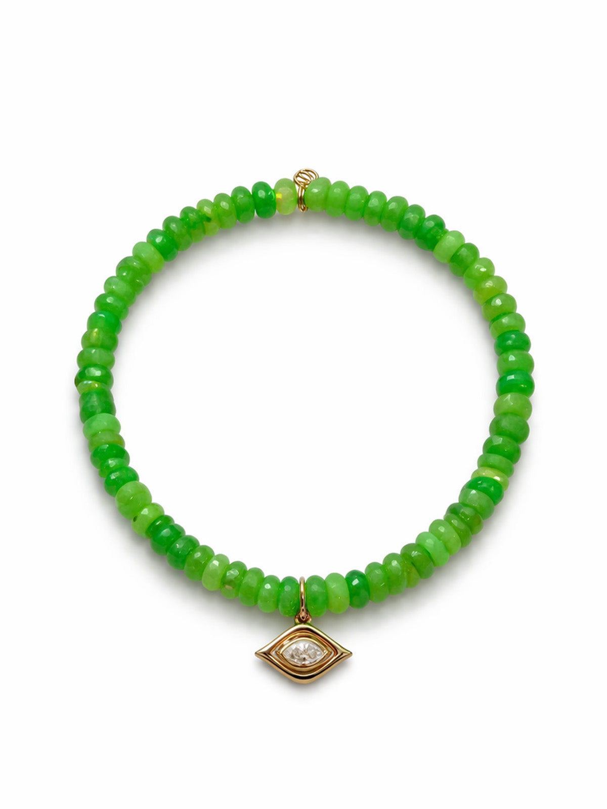 Floating Marquise Eye on Kiwi Ethiopian Opal Beaded Bracelet