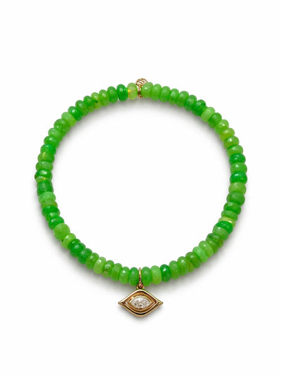 Floating Marquise Eye on Kiwi Ethiopian Opal Beaded Bracelet