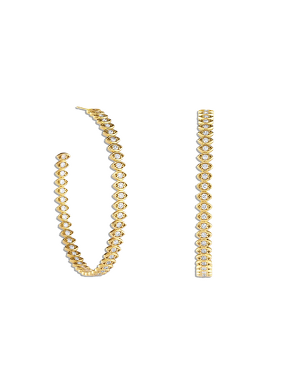 Large Marquise Protective Eye Yellow Gold Hoop Earrings