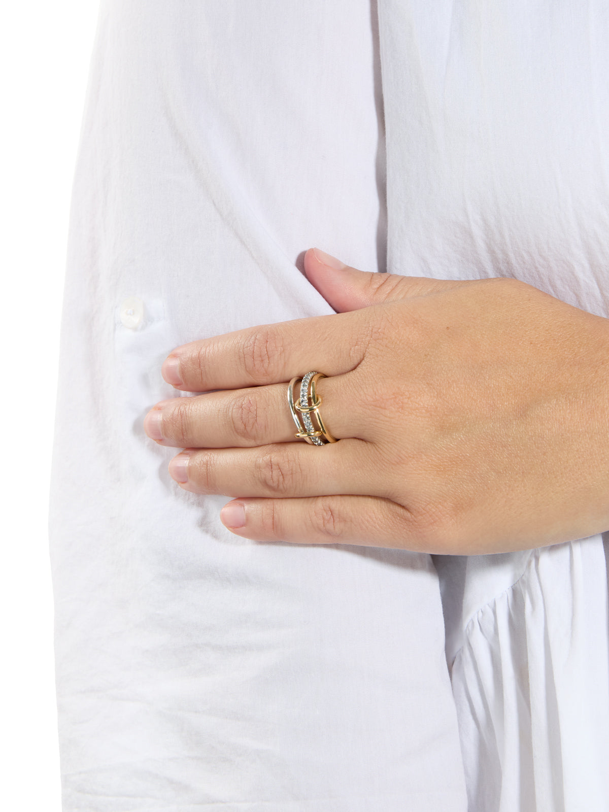 Tigris SG Gris Sterling Silver, Yellow Gold, & Diamond Ring