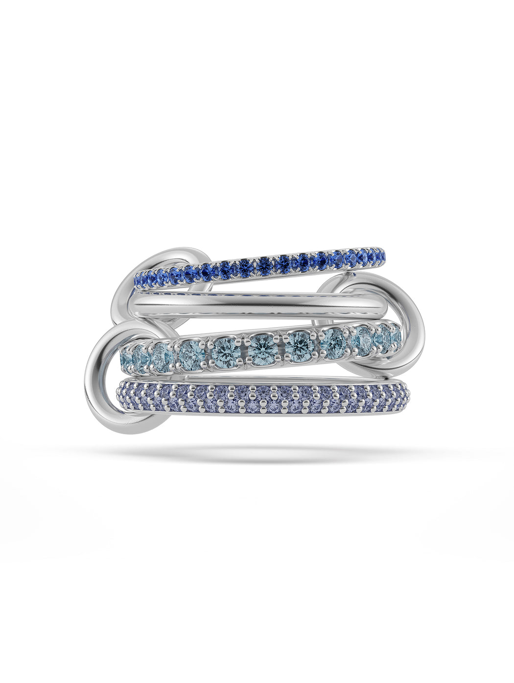 Iris Blue Sapphire, Aquamarine & Tanzanite Sterling Silver Ring