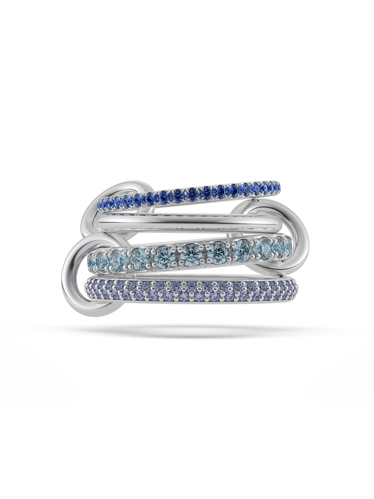 Iris Blue Sapphire, Aquamarine & Tanzanite Sterling Silver Ring
