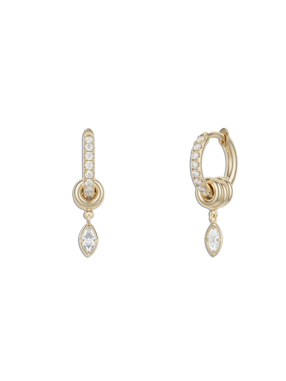 Zahra Marquise Pavé Yellow Gold Diamond Earrings
