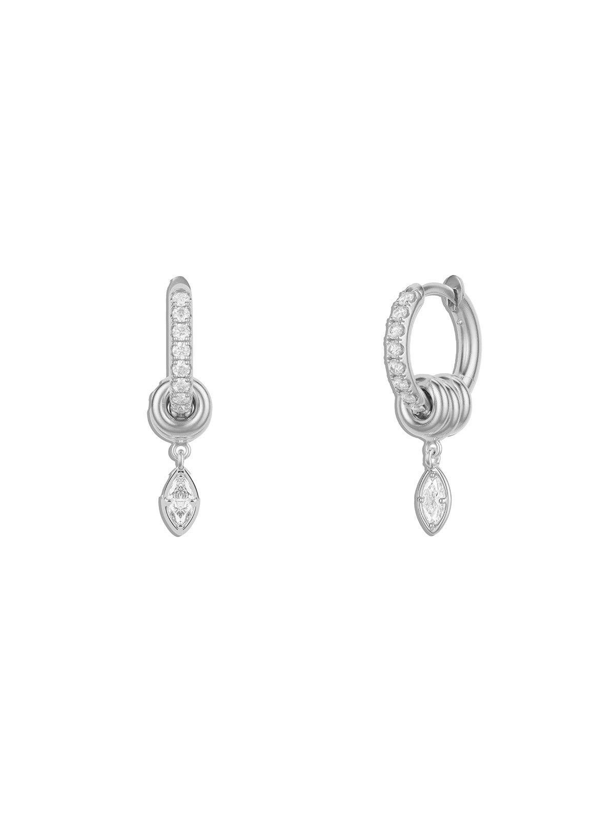 Zahra Marquise Pavé Sterling Silver Diamond Earrings