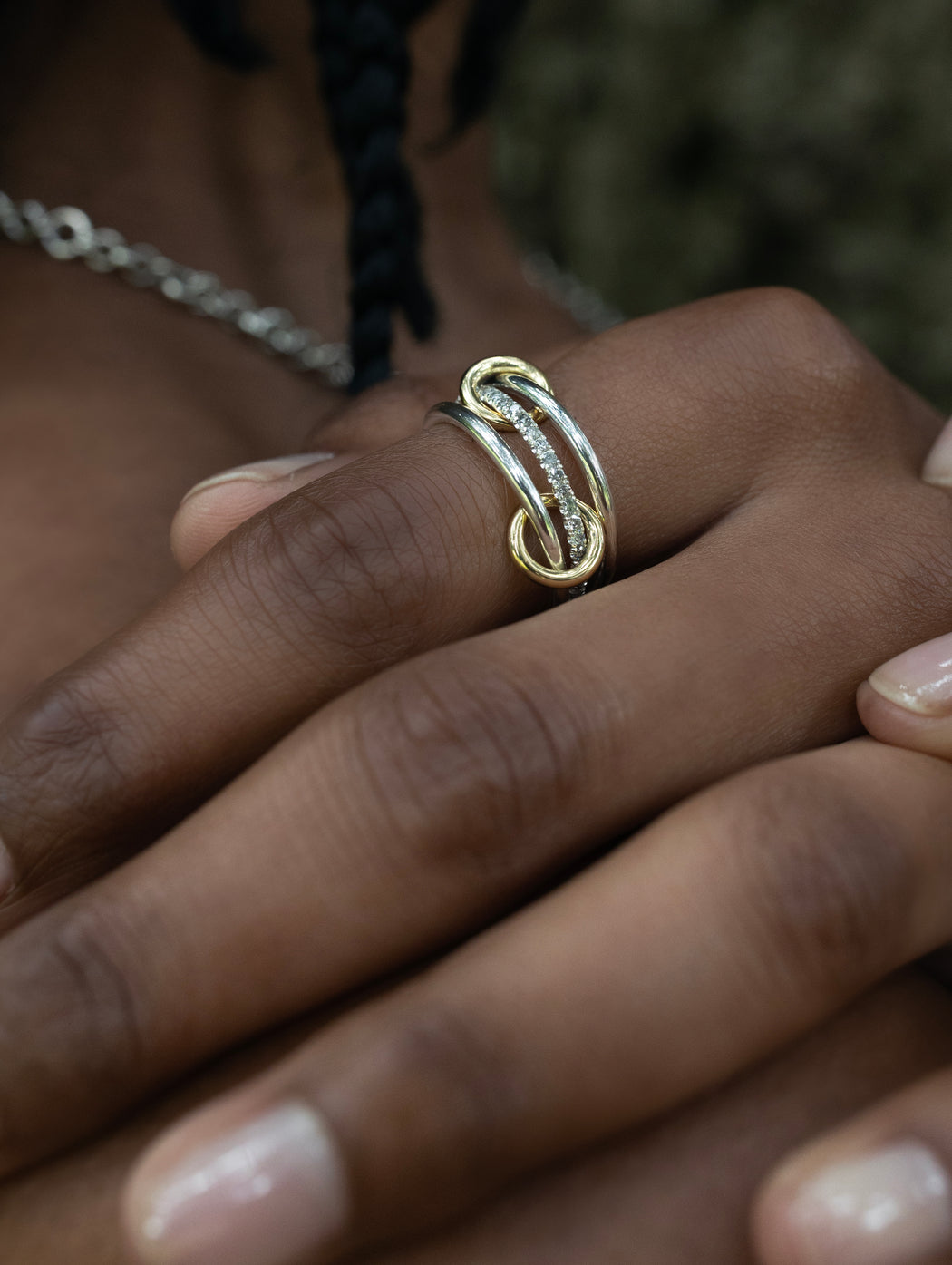 Sonny SG Gris Sterling Silver & Yellow Gold Diamond Ring