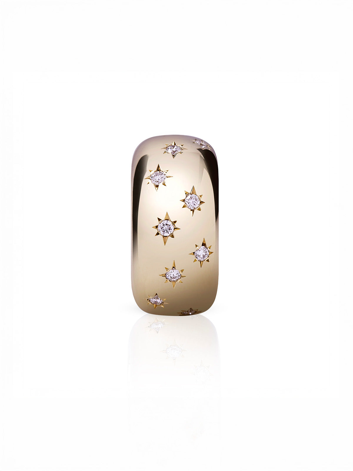 Large Starburst Diamond Yellow Gold Story Bead