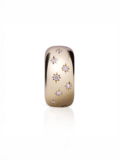 Large Starburst Diamond Yellow Gold Story Bead