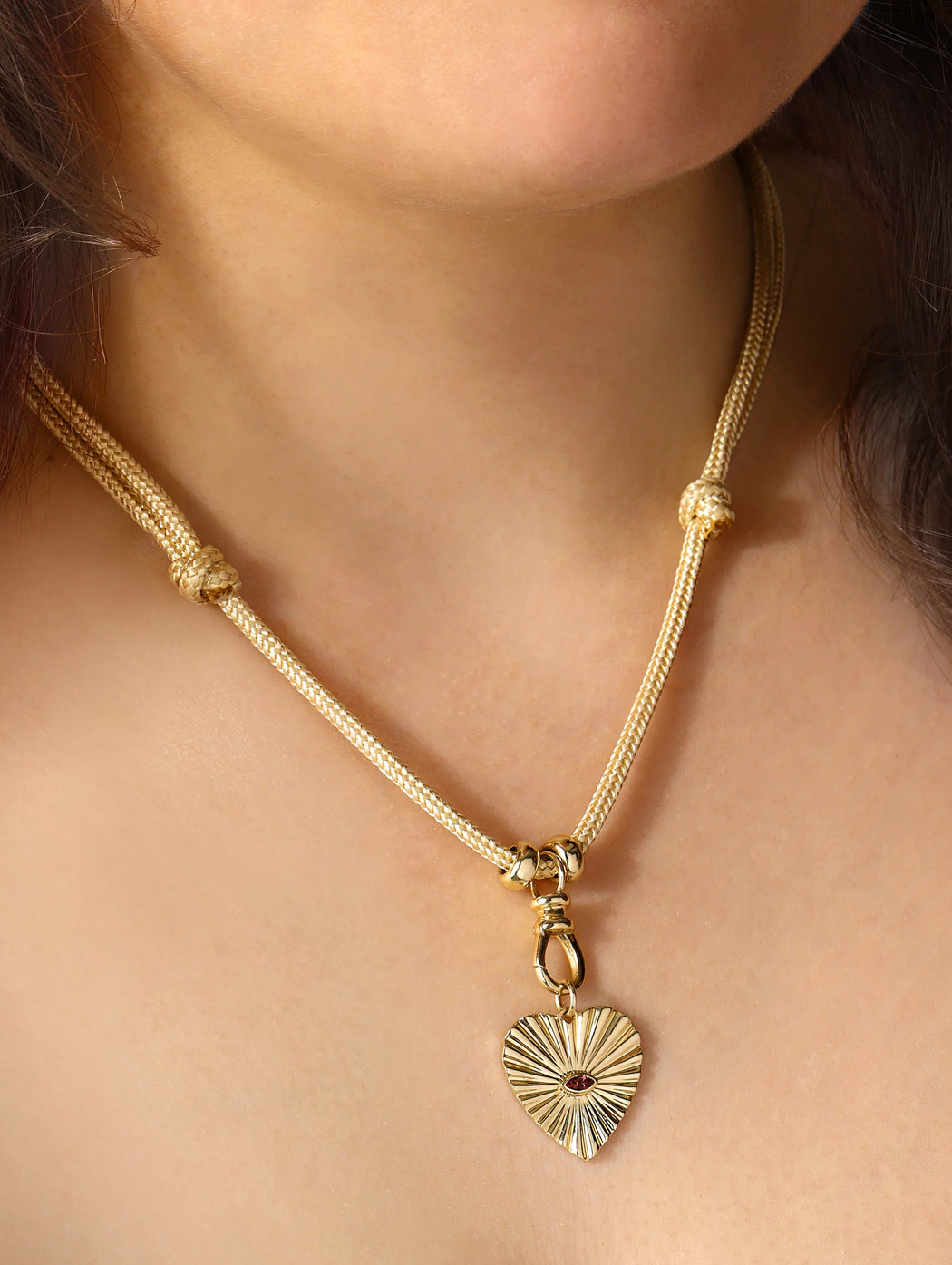 Adjustable Golden Paracord Necklace With Swivel Charm Holder