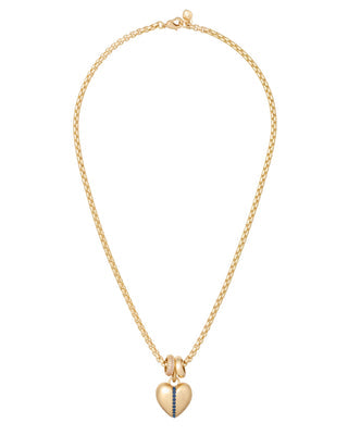 The Sapphire Stripe Mini Heart Necklace
