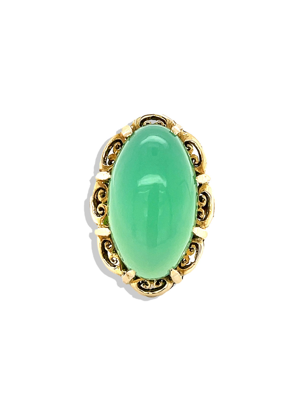 1960's Chrysoprase Yellow Gold Ring