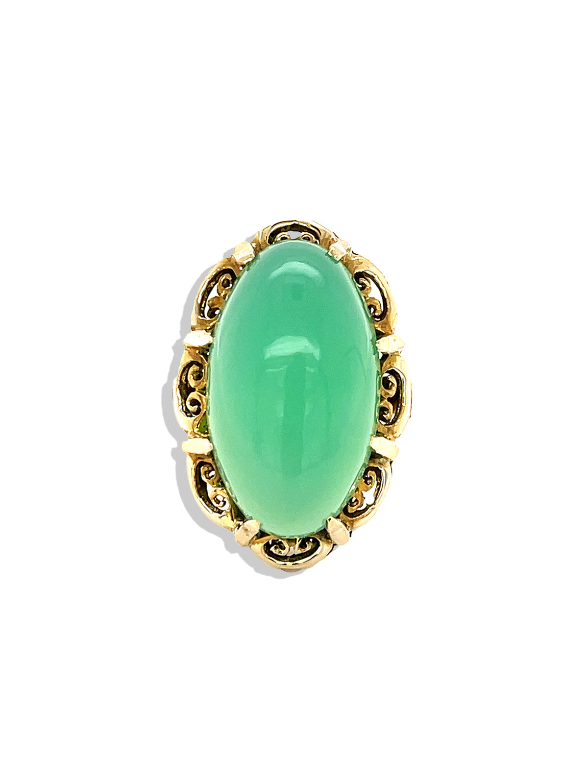1960's Chrysoprase Yellow Gold Ring