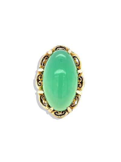 1960's Chrysoprase Yellow Gold Ring