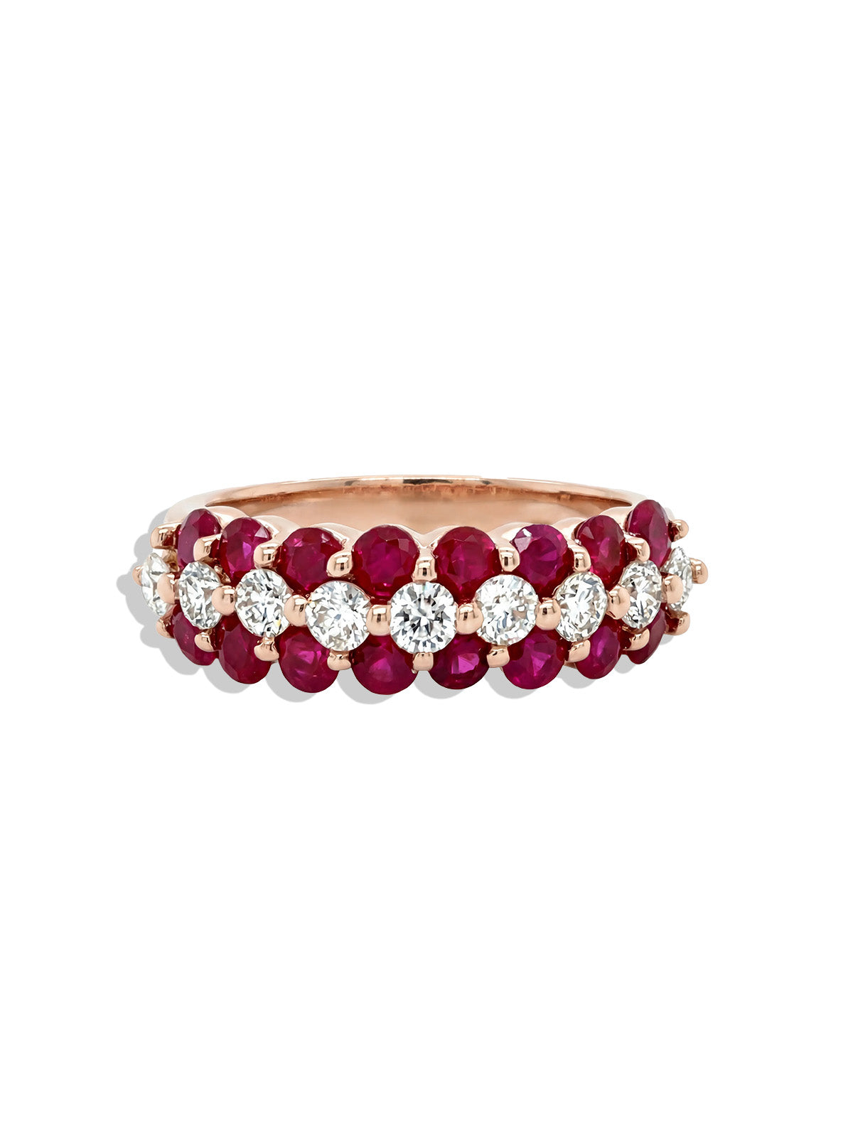 Vintage 1.6ct Ruby & 0.78ct Diamond Rose Gold Ring