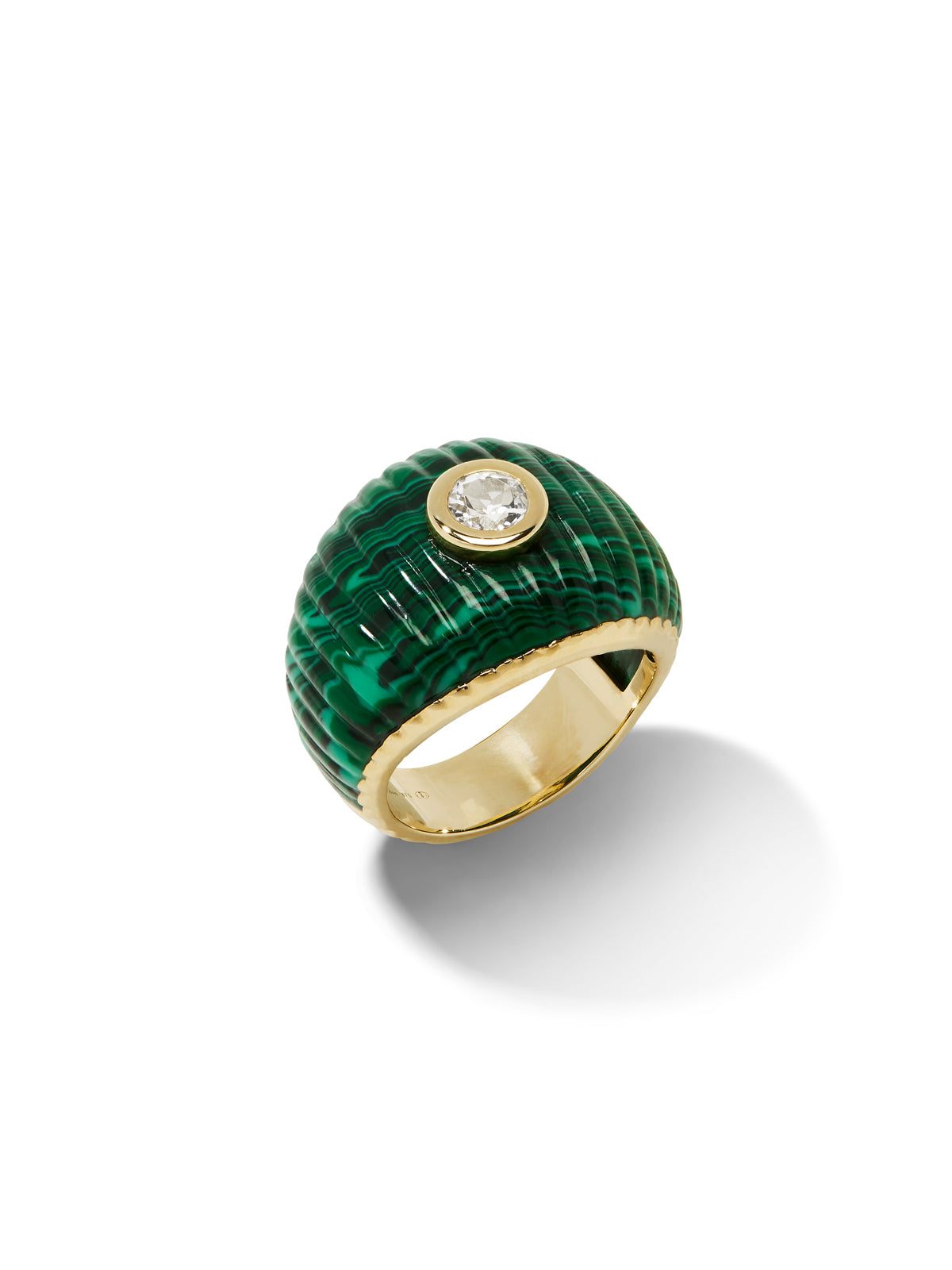 Maxi Malachite Berlingot Yellow Gold Ring