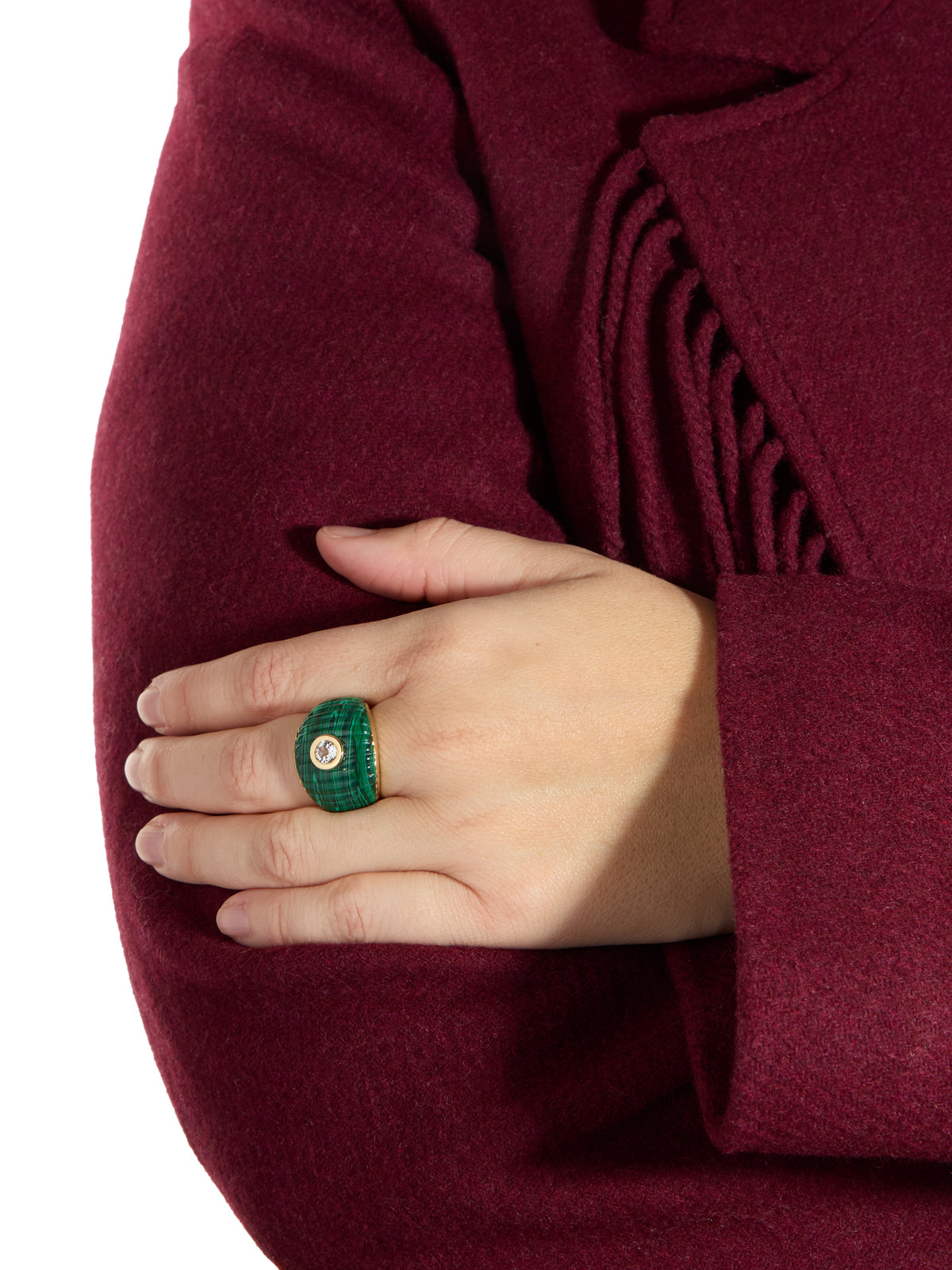 Maxi Malachite Berlingot Yellow Gold Ring
