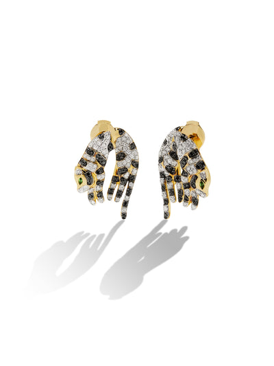 Diamond Feline Stud and Ear Jacket Yellow Gold Earrings