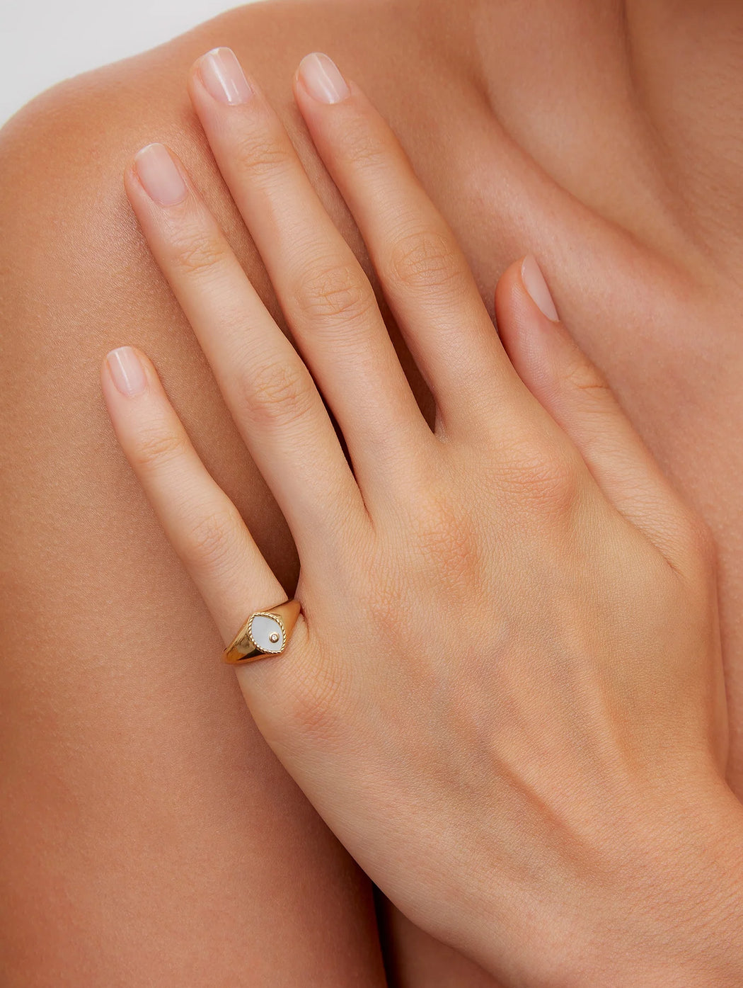 Baby Pearl Marquise Yellow Gold Ring