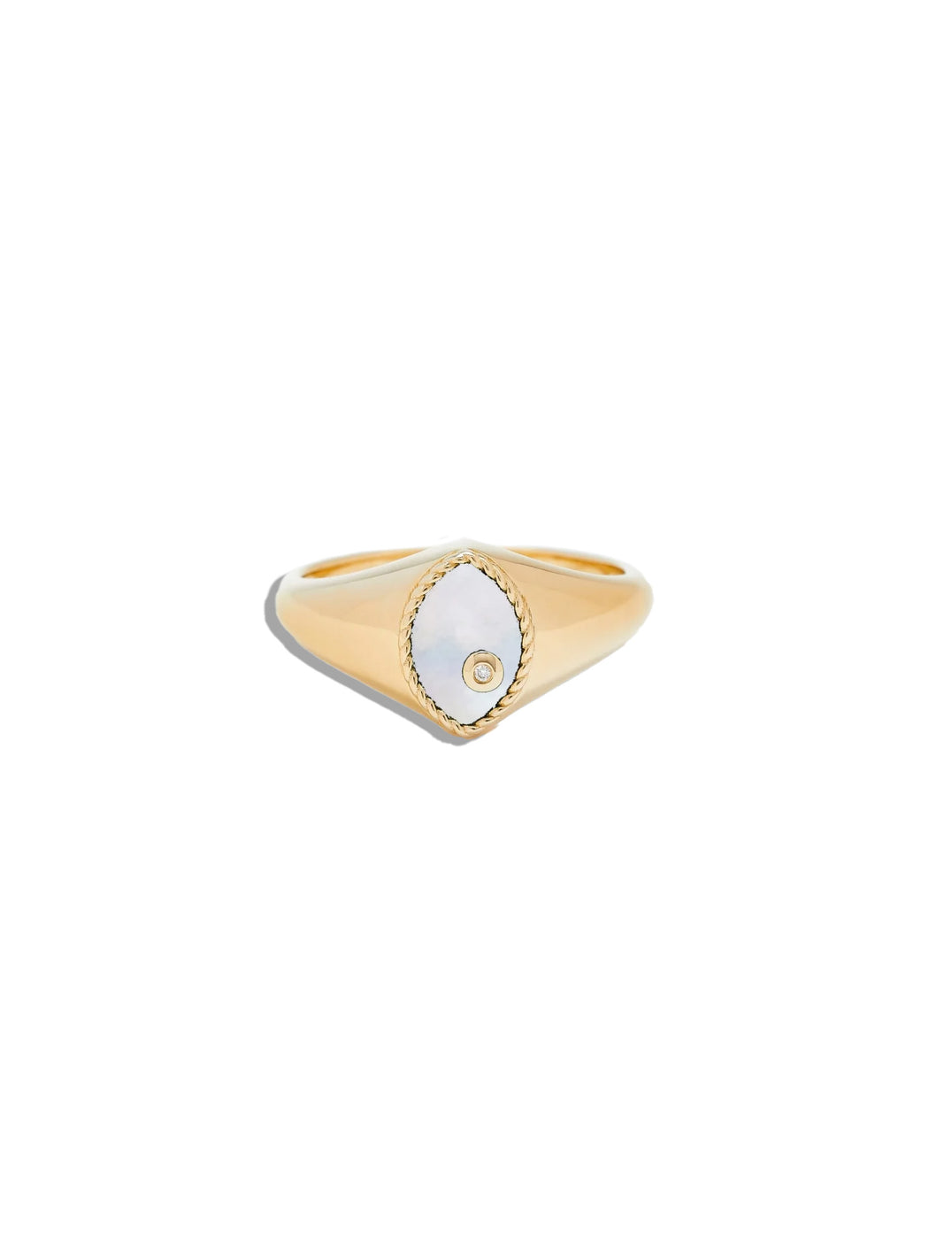 Baby Pearl Marquise Yellow Gold Ring