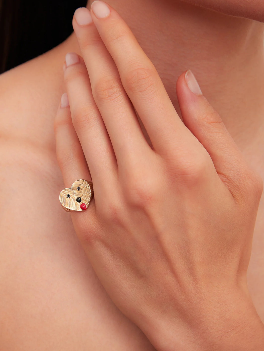Dog Heart Yellow Gold Ring