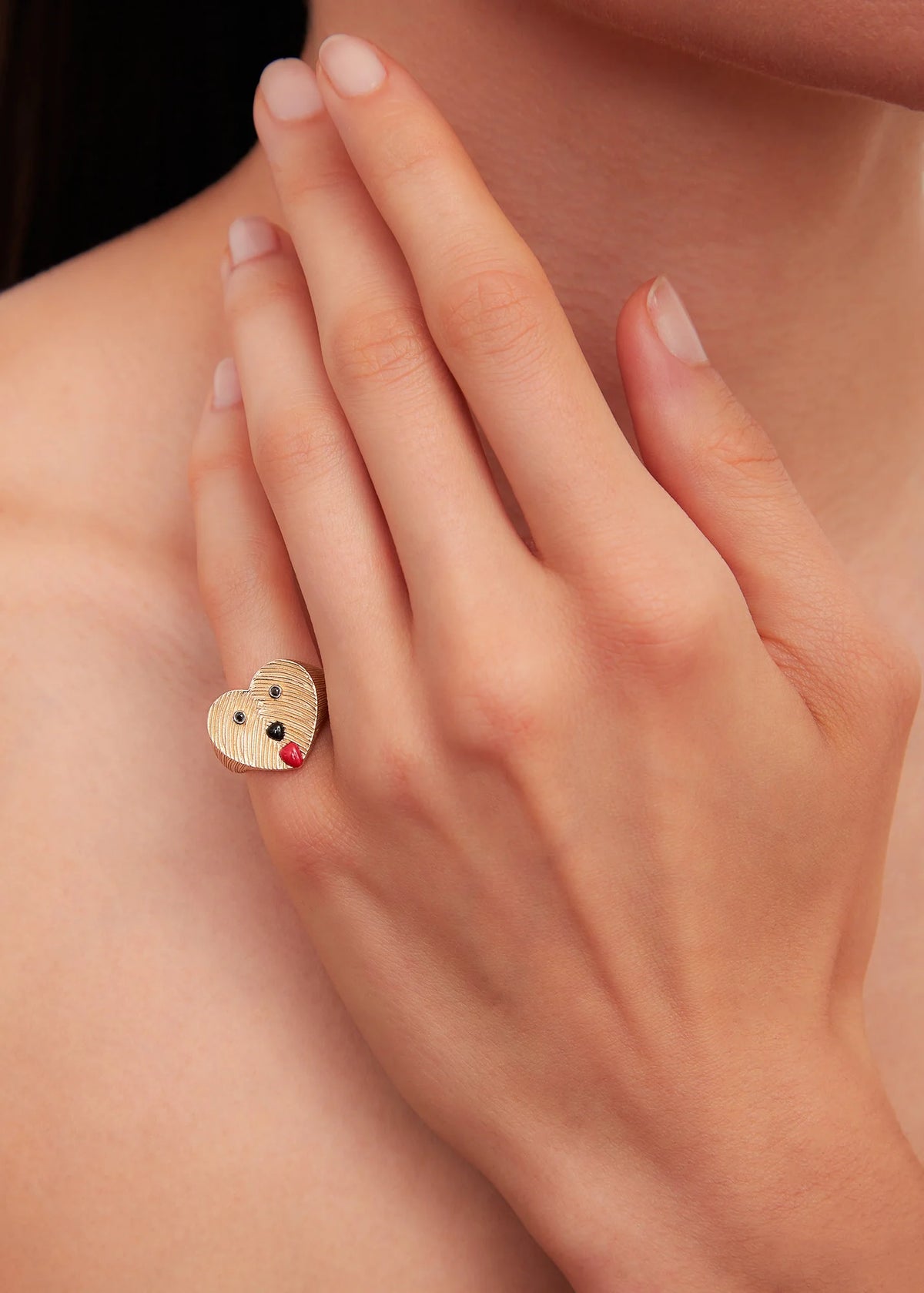 Dog Heart Yellow Gold Ring