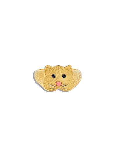 Mini Cat Yellow Gold Ring
