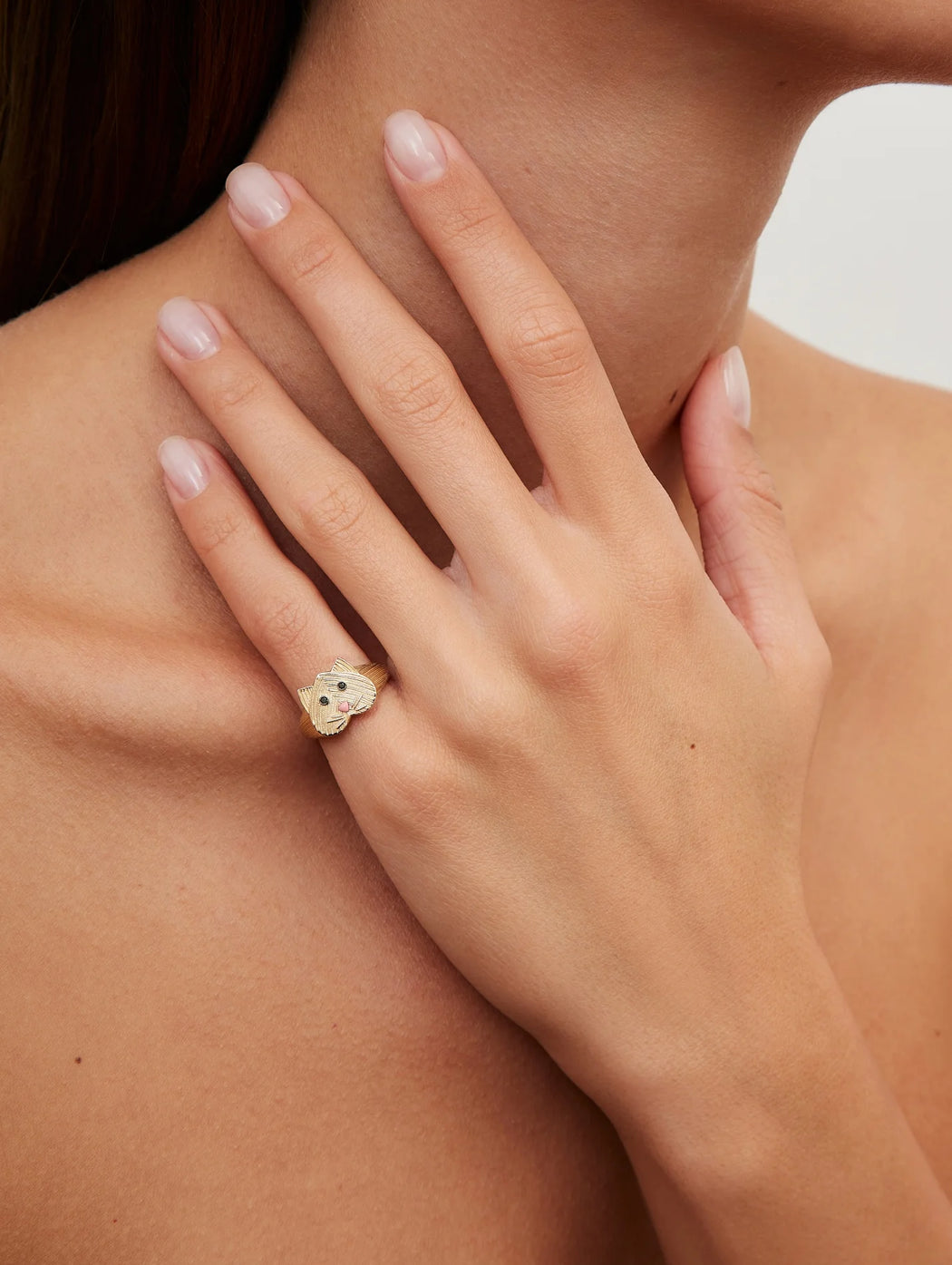 Mini Cat Yellow Gold Ring