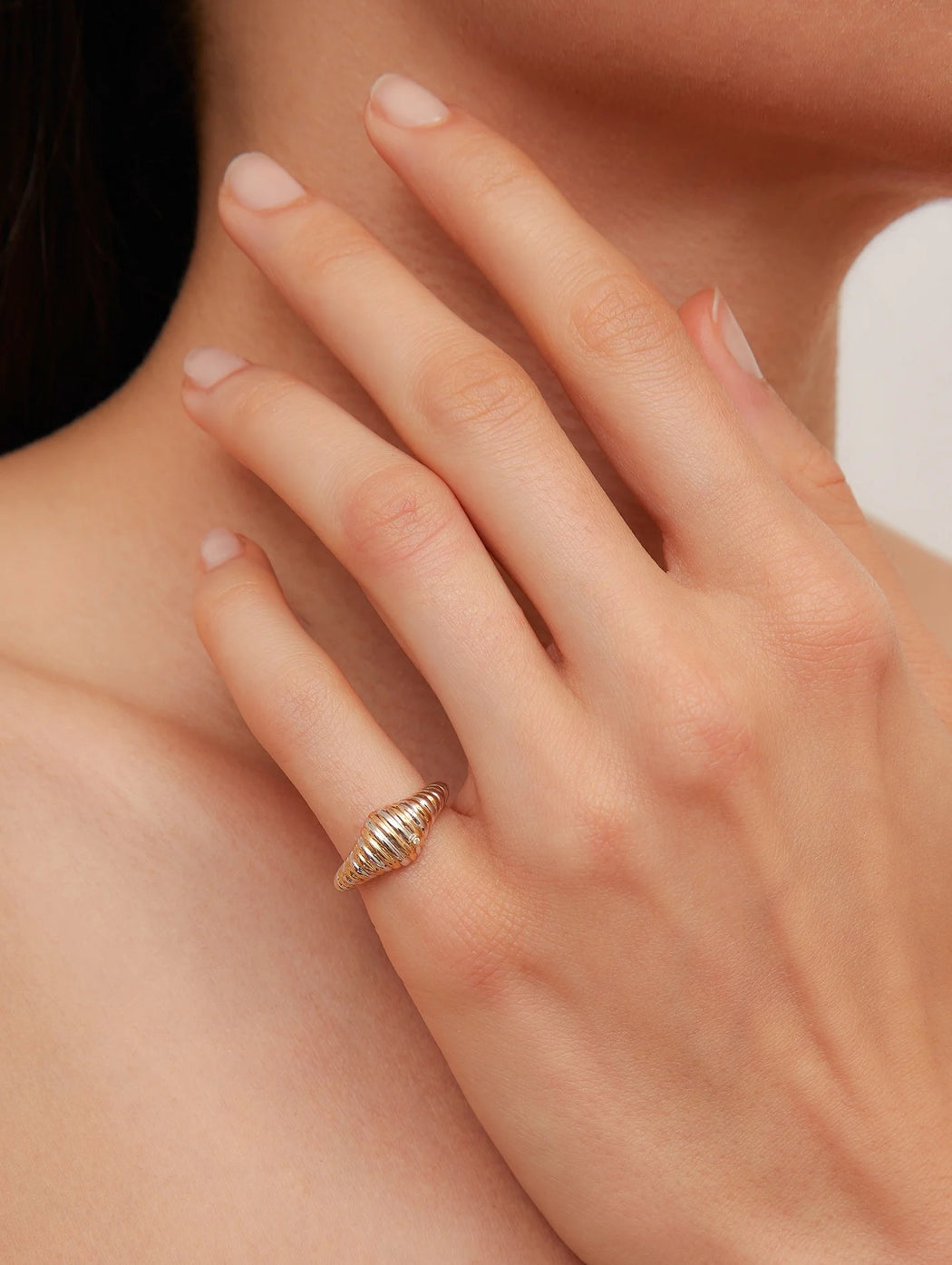 Oval Berlingot Mixed Gold Ring