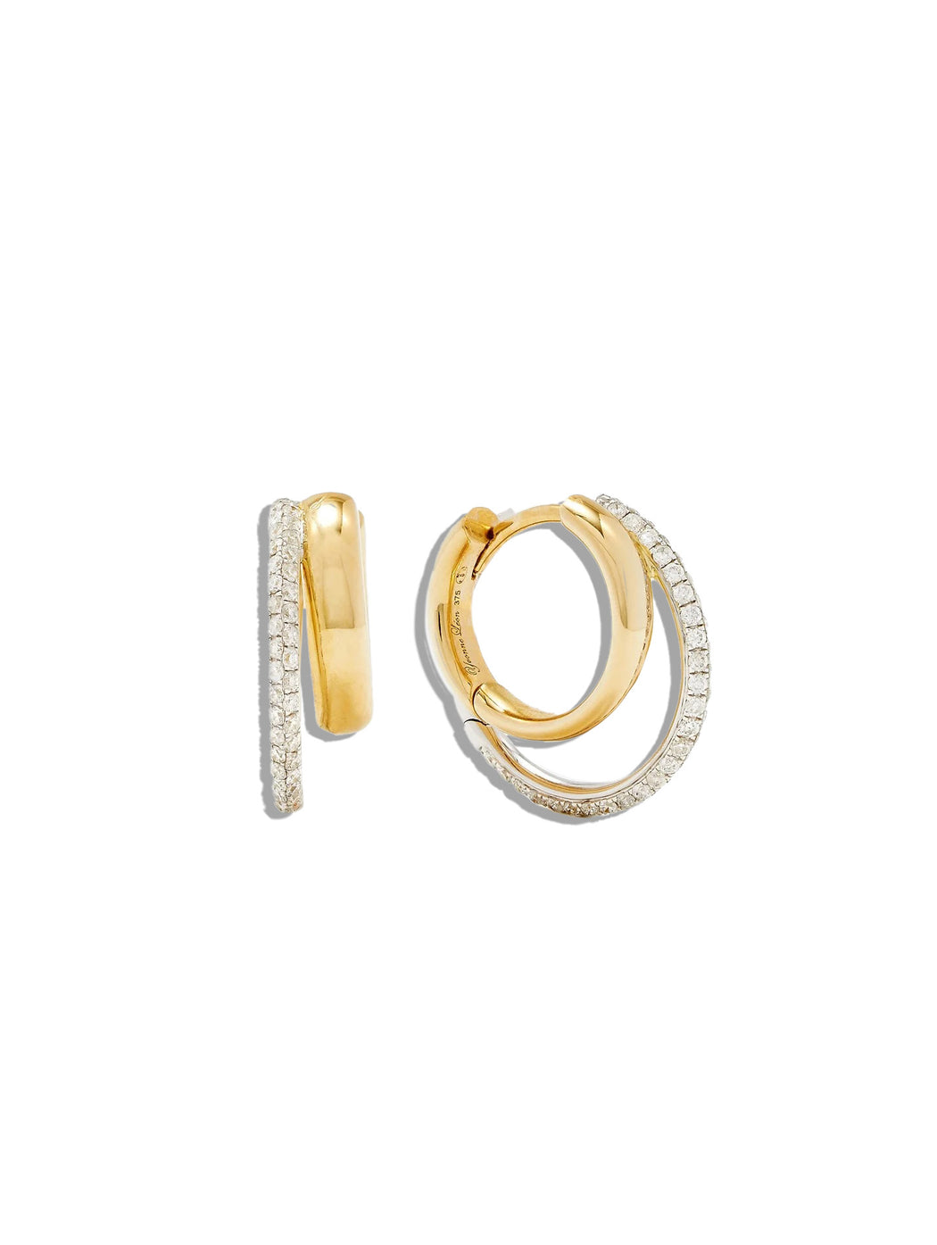 Diamond Mixed Gold Double Tier Hoops
