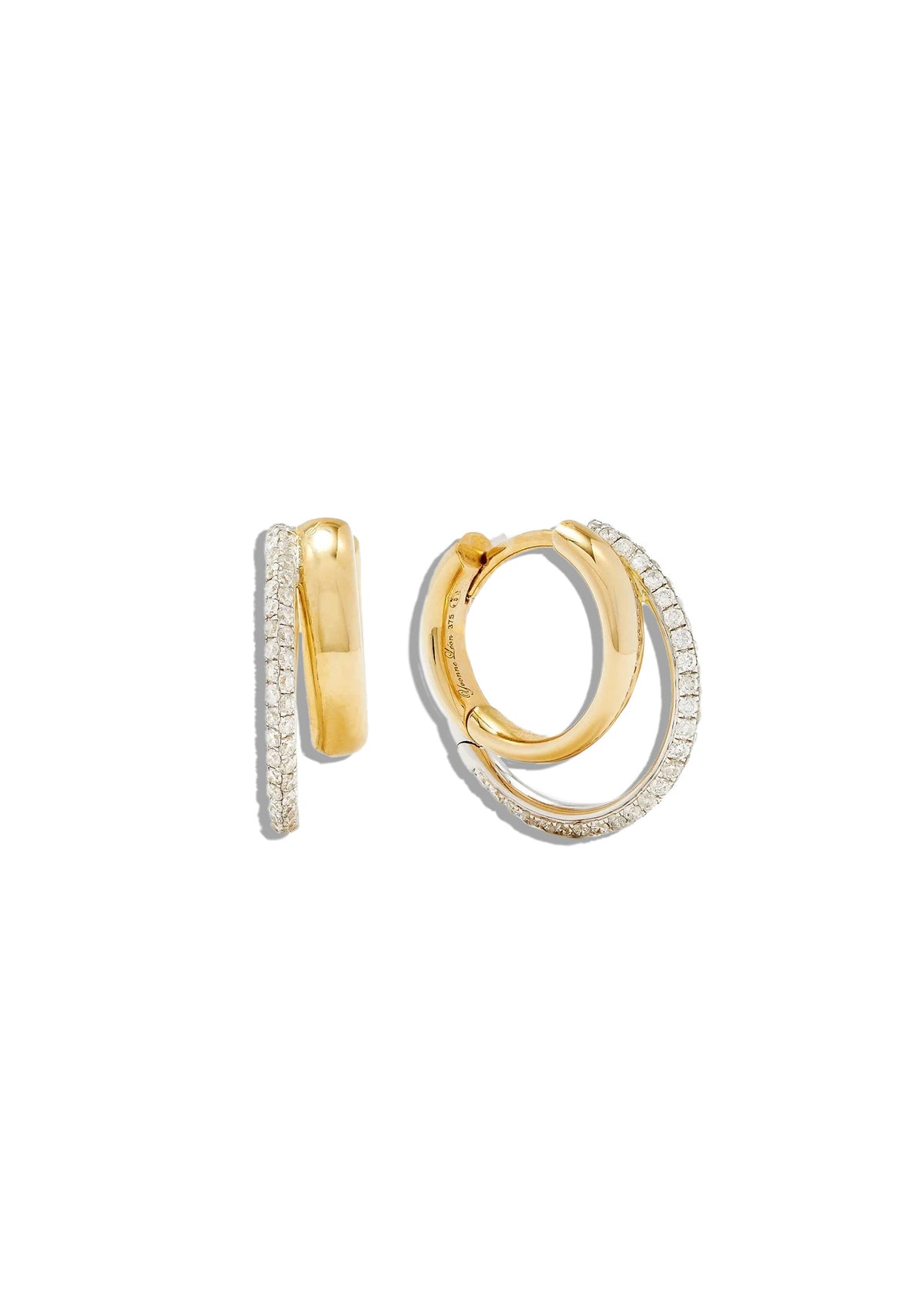 Diamond Mixed Gold Double Tier Hoops
