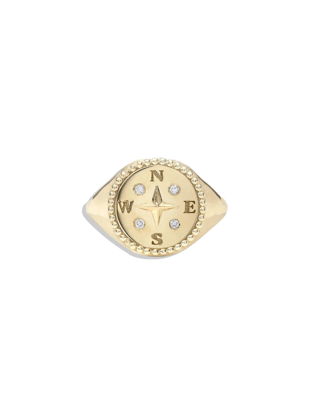 Compass Signet Yellow Gold Ring