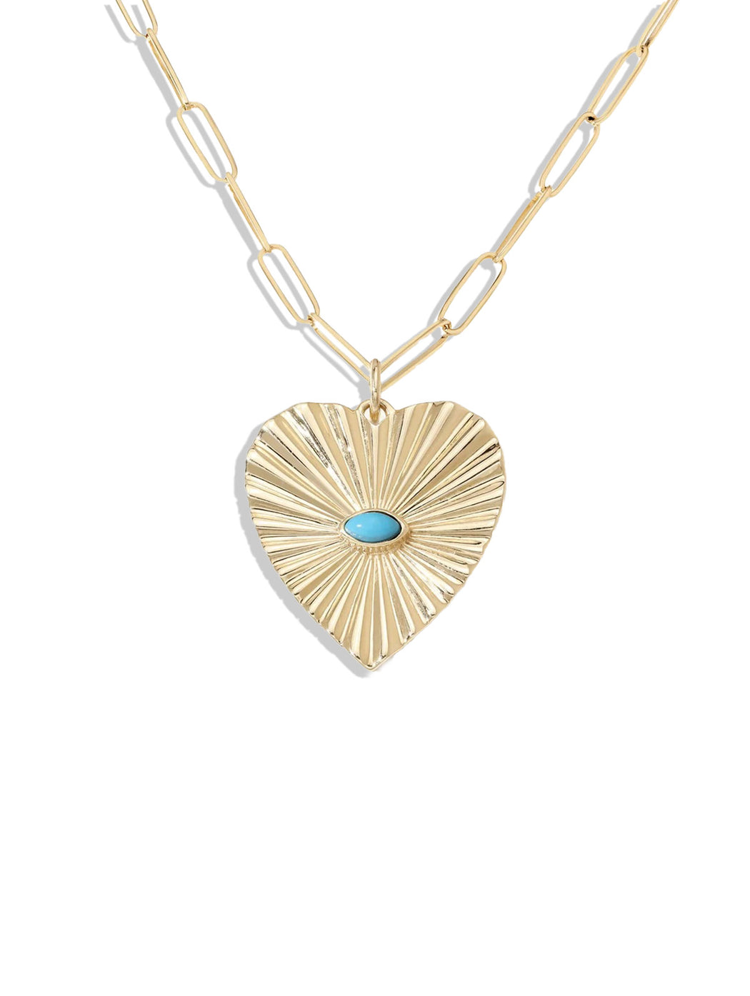 Large Turquoise Sunbeam Heart Charm