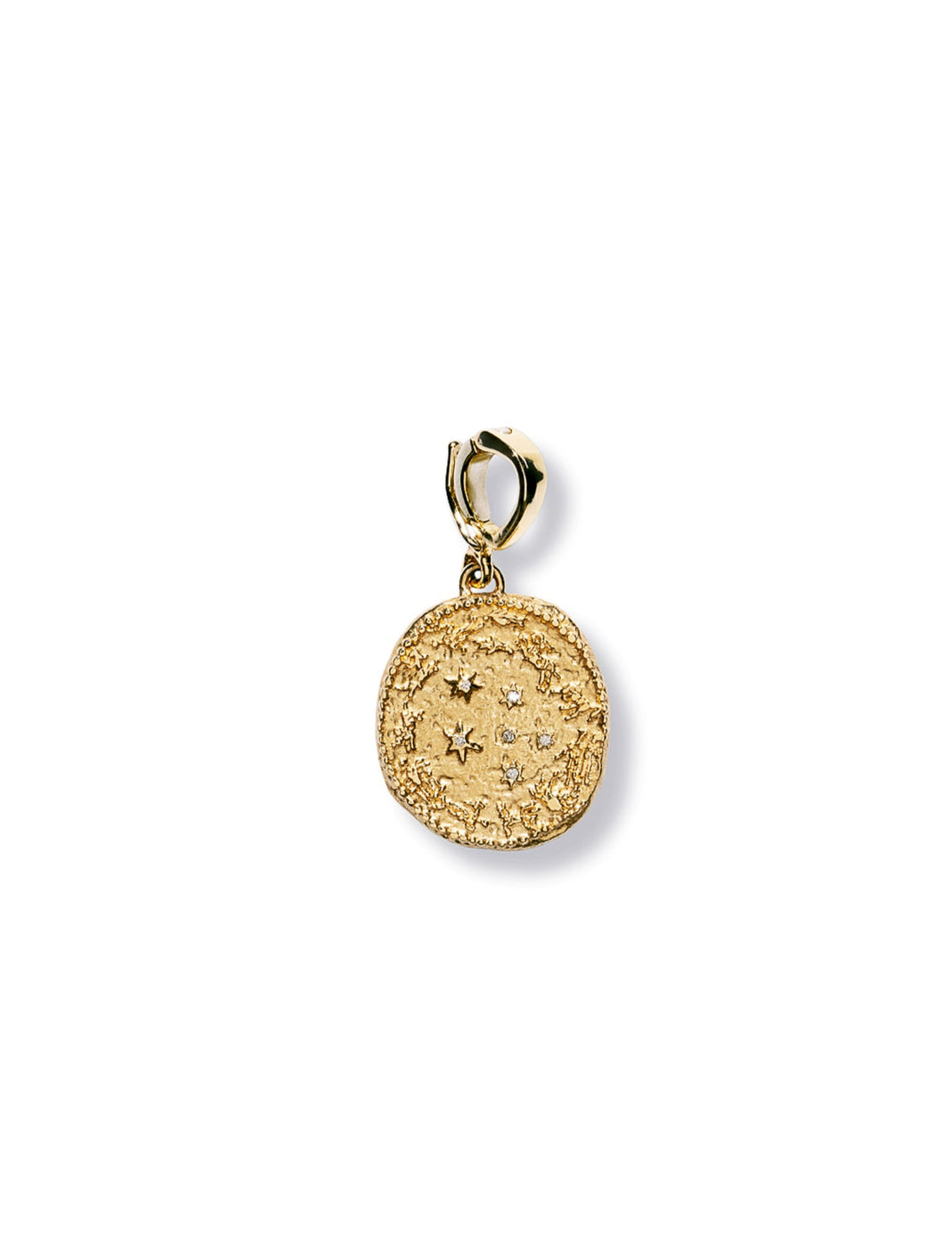 Diamond Small Zodiac Wheel Coin Yellow Gold Charm