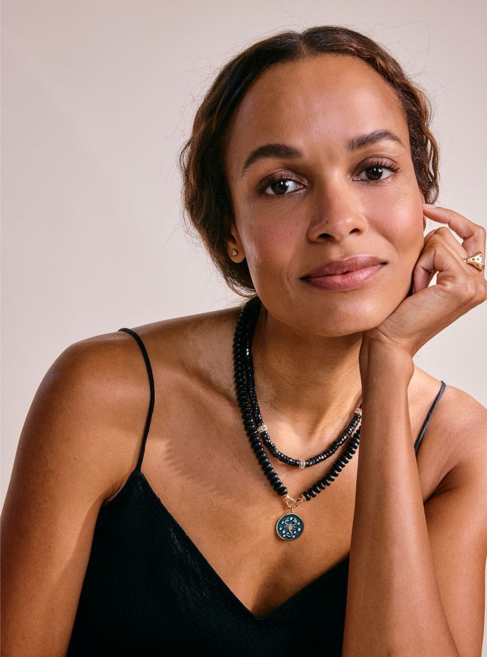 Black Onyx Rondelle Beaded Necklace