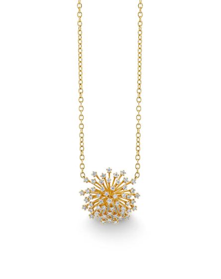 Large Desert Flower Burst Yellow Gold Necklace