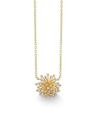 Large Desert Flower Burst Yellow Gold Necklace