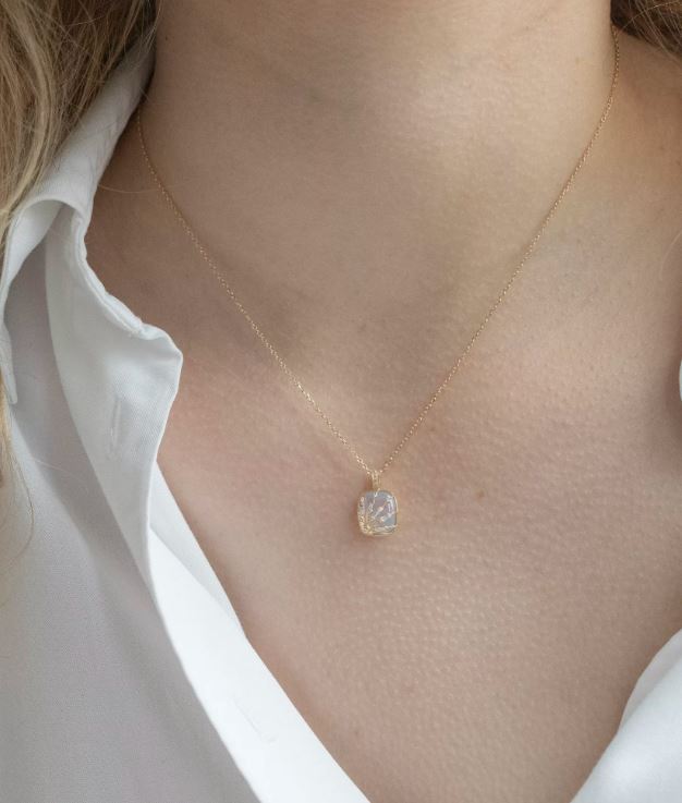 Calcite Sun & Diamonds Mini Locket Necklace