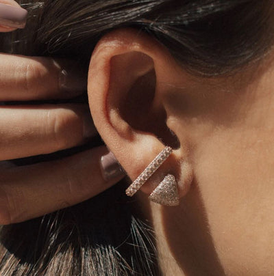 Diamond Ear Cup Yellow Gold Earrings