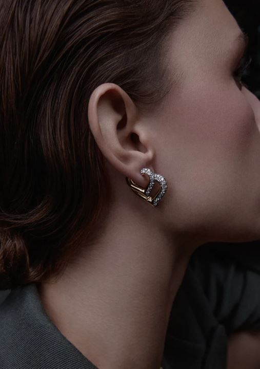 Antique Finish Baby Chubby Love Diamond Earrings