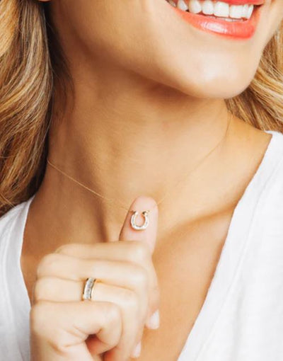 Baguette Horseshoe Yellow Gold Necklace