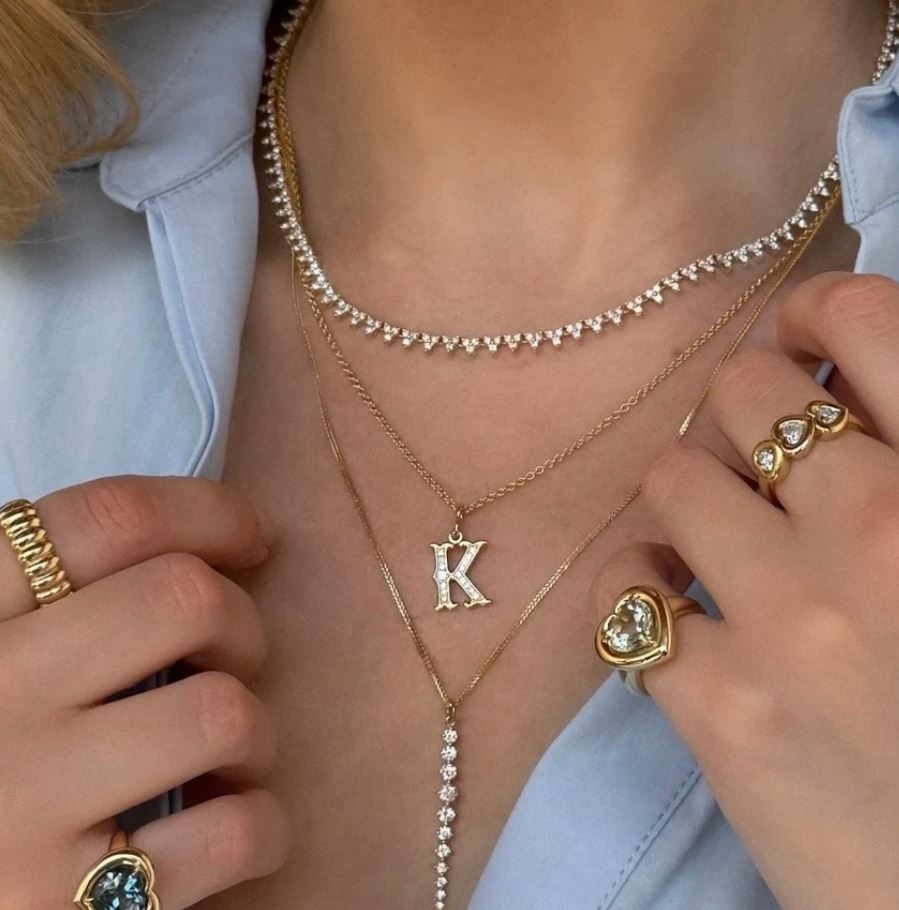 Western Initial Yellow Gold Pendant Necklace