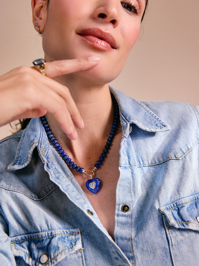 Lapis & Blue Topaz Heart Pendant