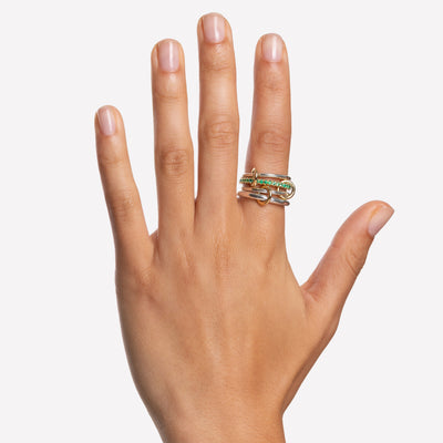 Nimbus SG Emerald Sterling Silver & Yellow Gold Ring
