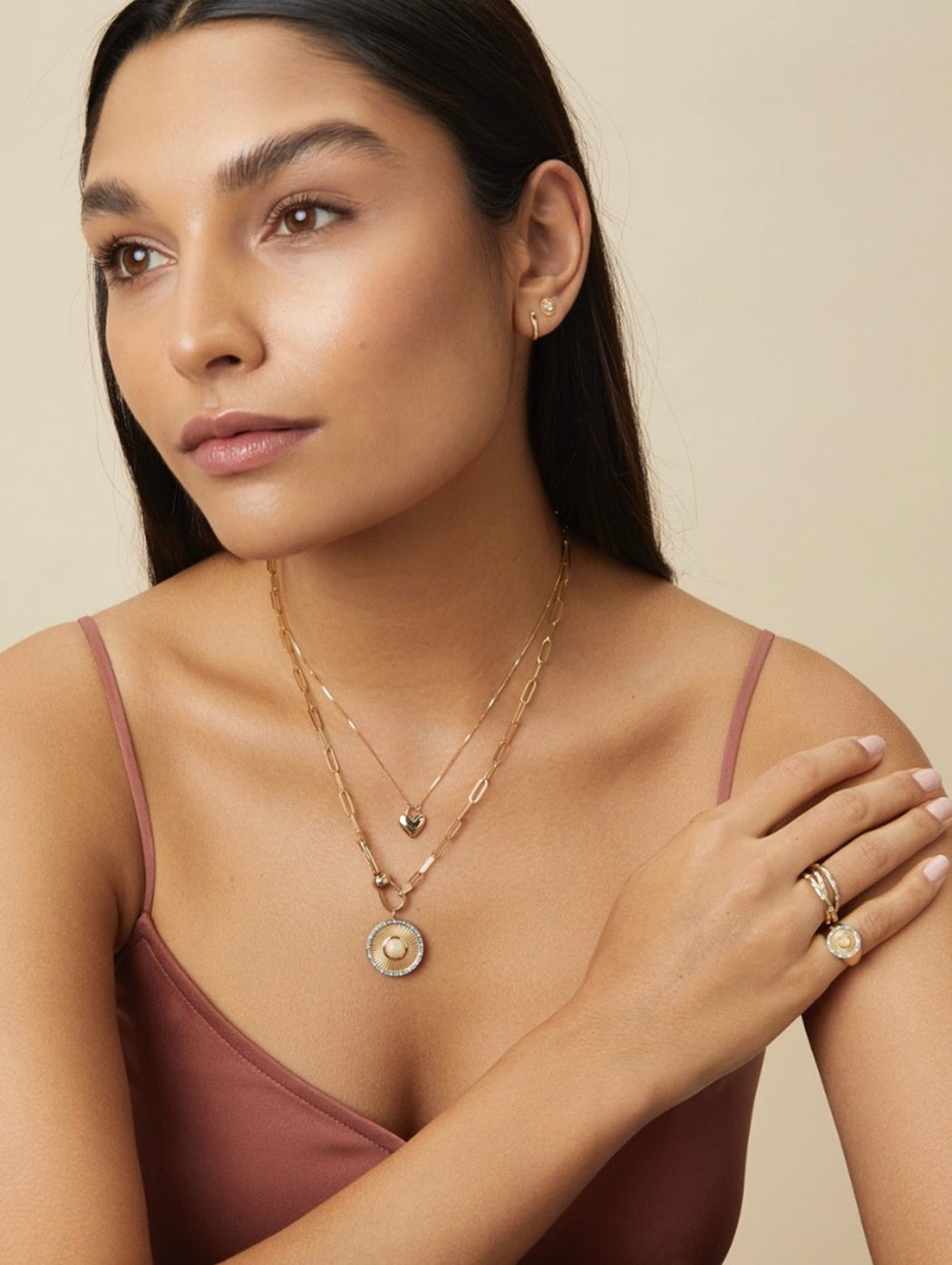 Opal Sunburst Clarity Yellow Gold Pendant