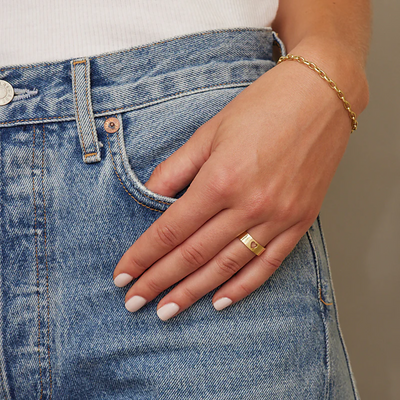 Wide Ellen Yellow Gold Band With Open Heart Detail