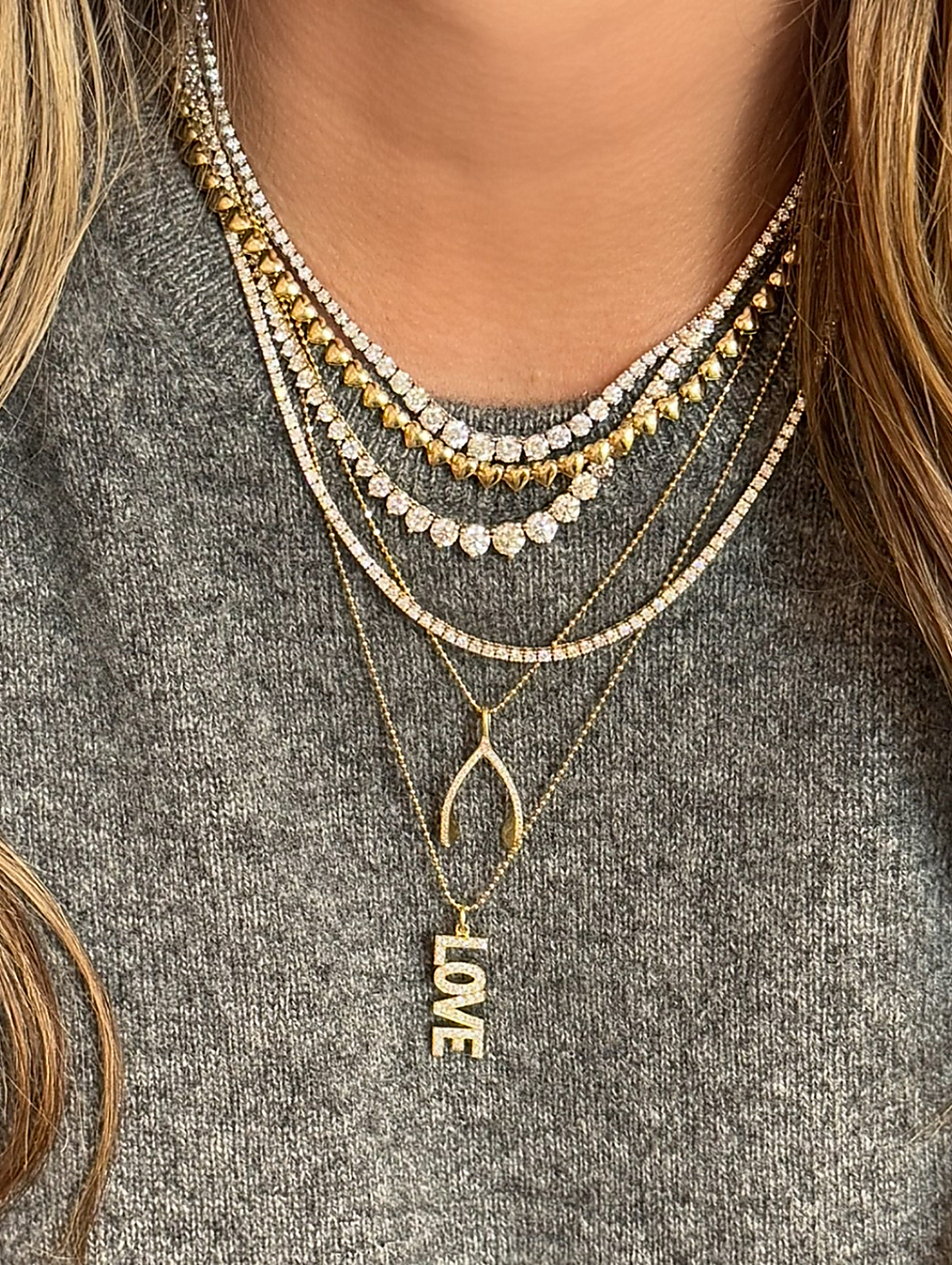 Diamond Uppercase Love Drop Necklace